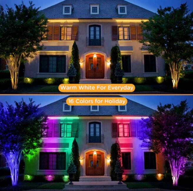 (image for) 3Watt Low Voltage RGBWW (RGB and 3000K Warm White) LED Well Lights Landscape Lighting IP65 Waterproof Outdoor 12V-24V Ground Lights for Garden Yard Driveway(8Pack)
